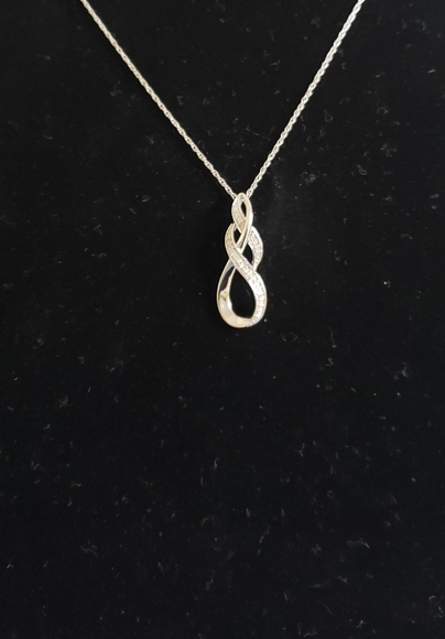 925 sterling silver chain and drop pendant with di - Picture 3 of 6